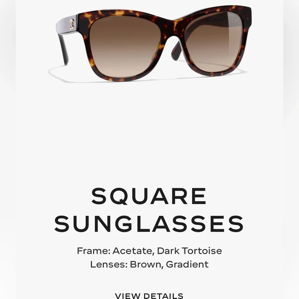 CHANEL Dark Tortoise Square Sunglasses - Picture 1 of 5